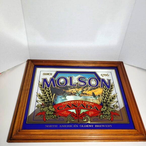 Vintage Molson Beer Framed Mirror Canada Ale North Americas Oldest Brewery - Picture 8 of 8